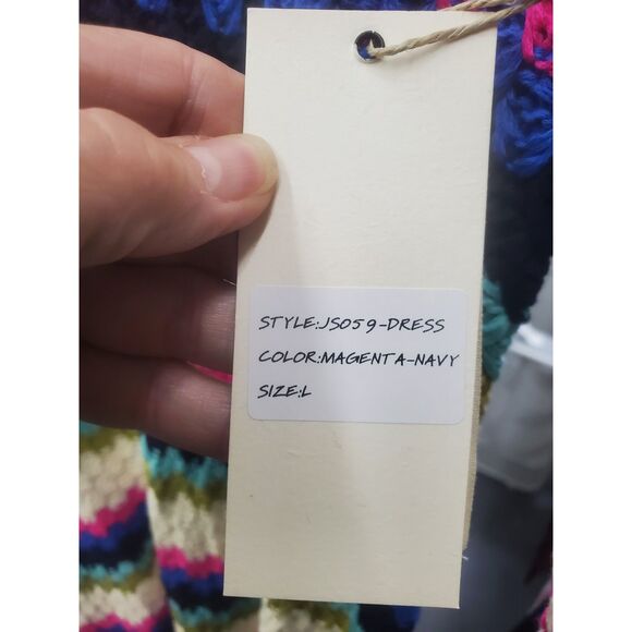 Crochet Bluevelvet Dress Size Large V-Neck - Picture 2 of 5